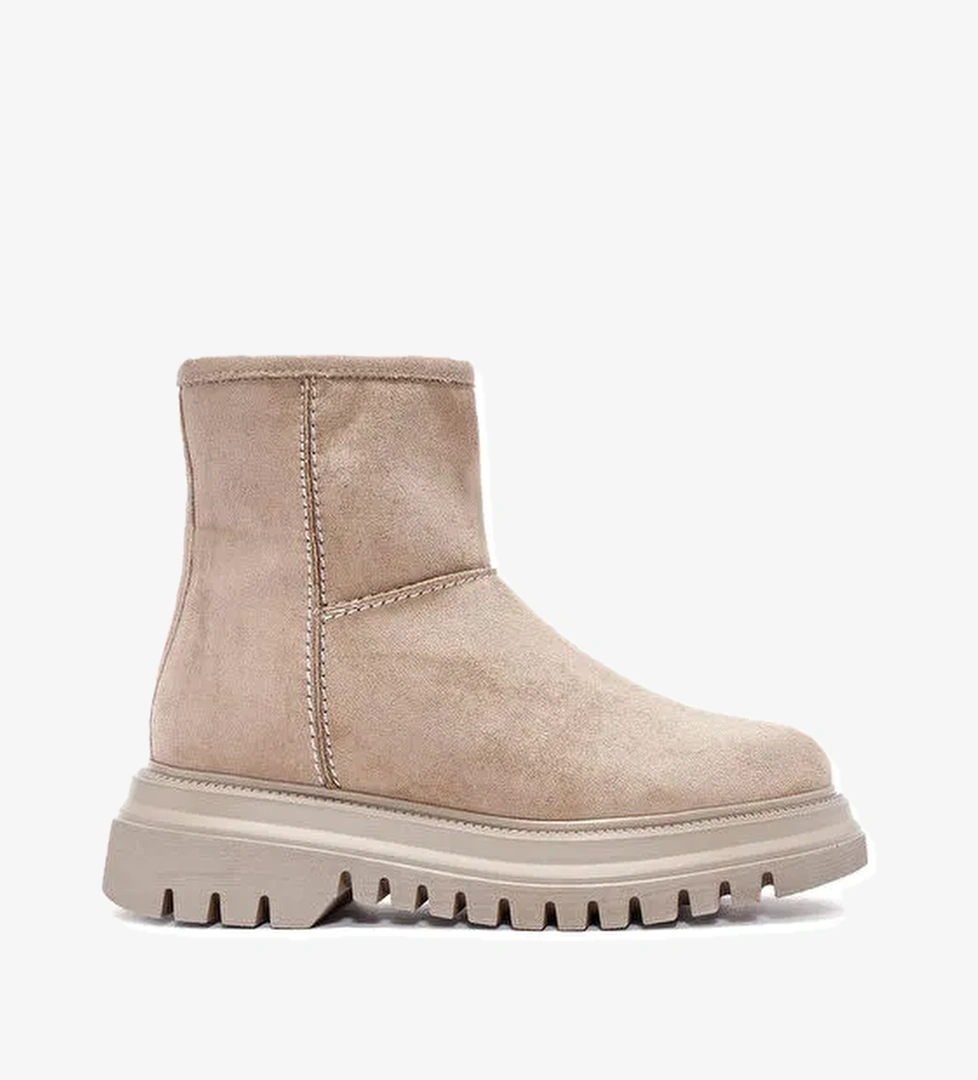 Kadın Bej Fermuarlı Süet Bot 24WFE252610 - Görsel 1