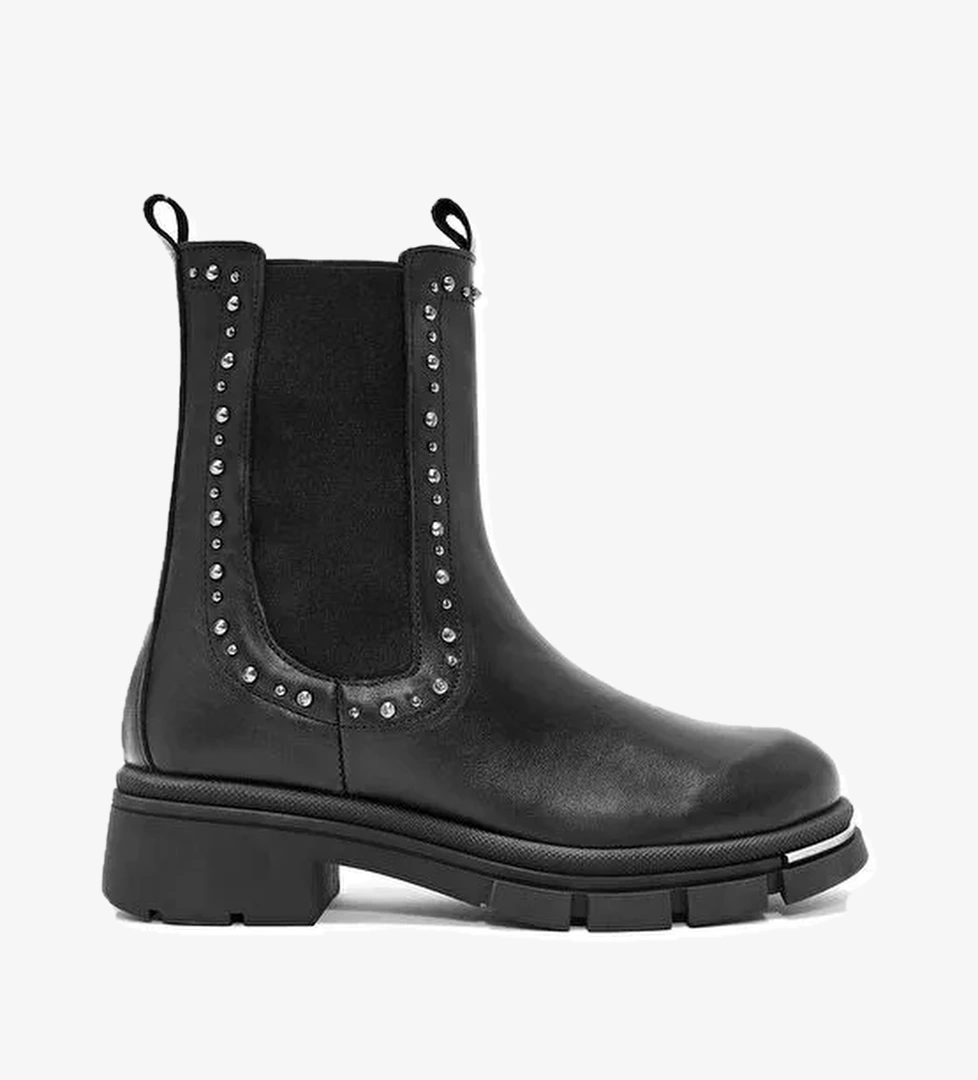 Kadın Siyah Taş Detaylı Deri Chelsea Bot 24WFD189618 - Görsel 1