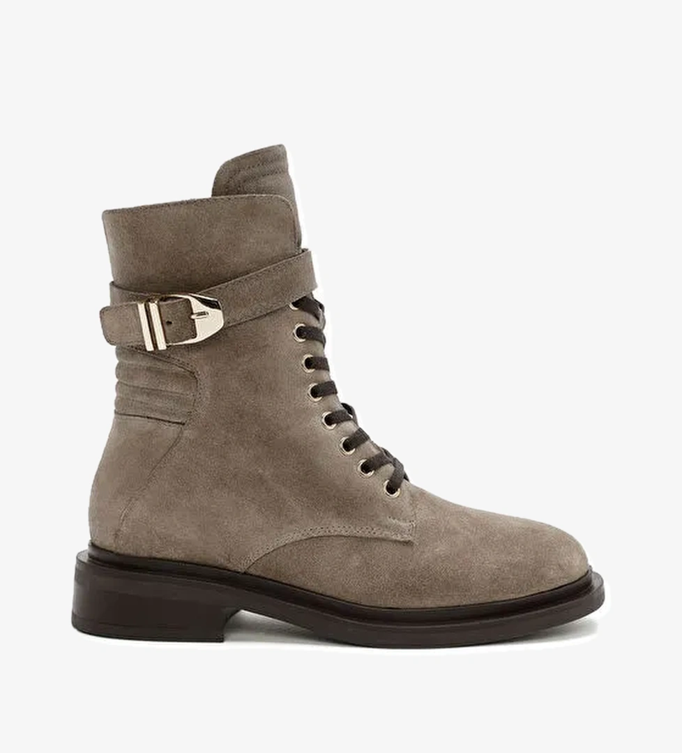 Kadın Vizon Fermuarlı Süet Deri Postal Bot 24WFD201310 - Görsel 1