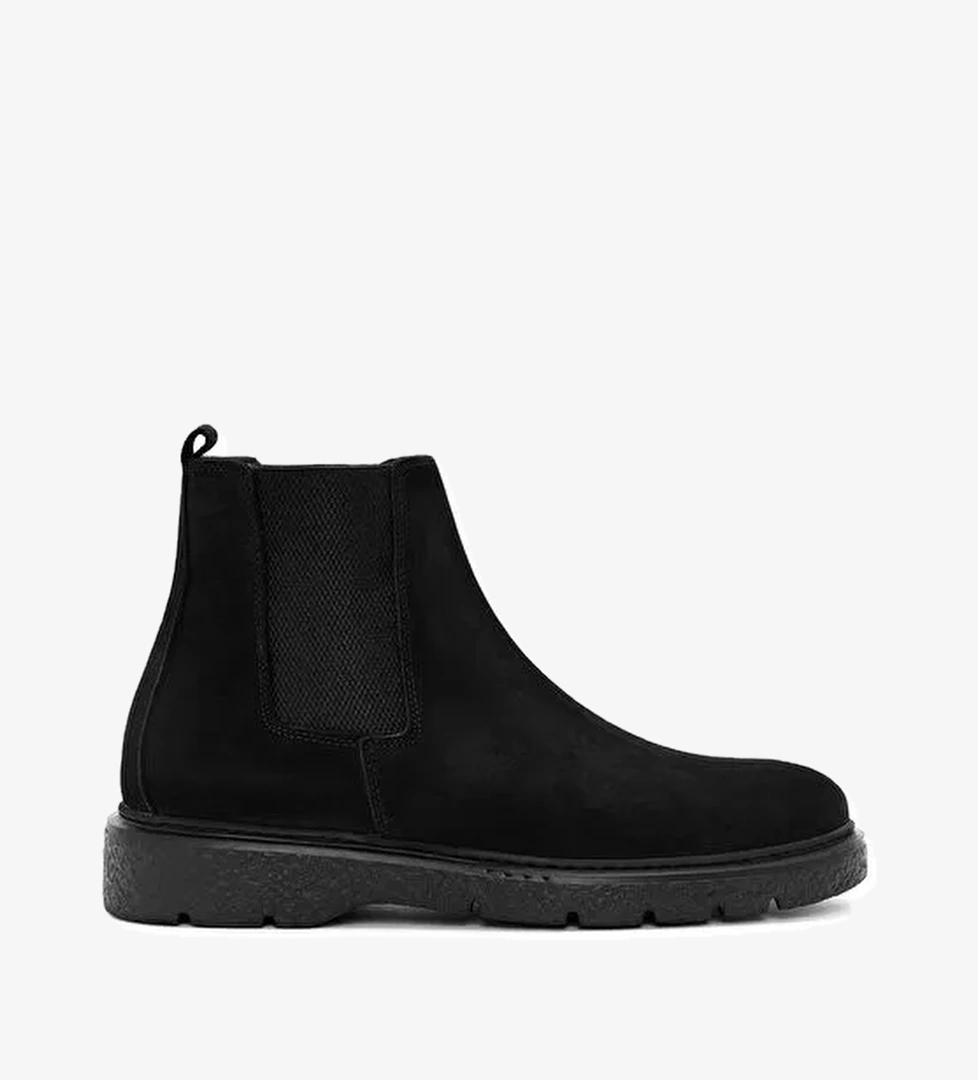 Erkek Siyah Nubuk Deri Casual Chelsea Bot 24WFD632710 - Görsel 1