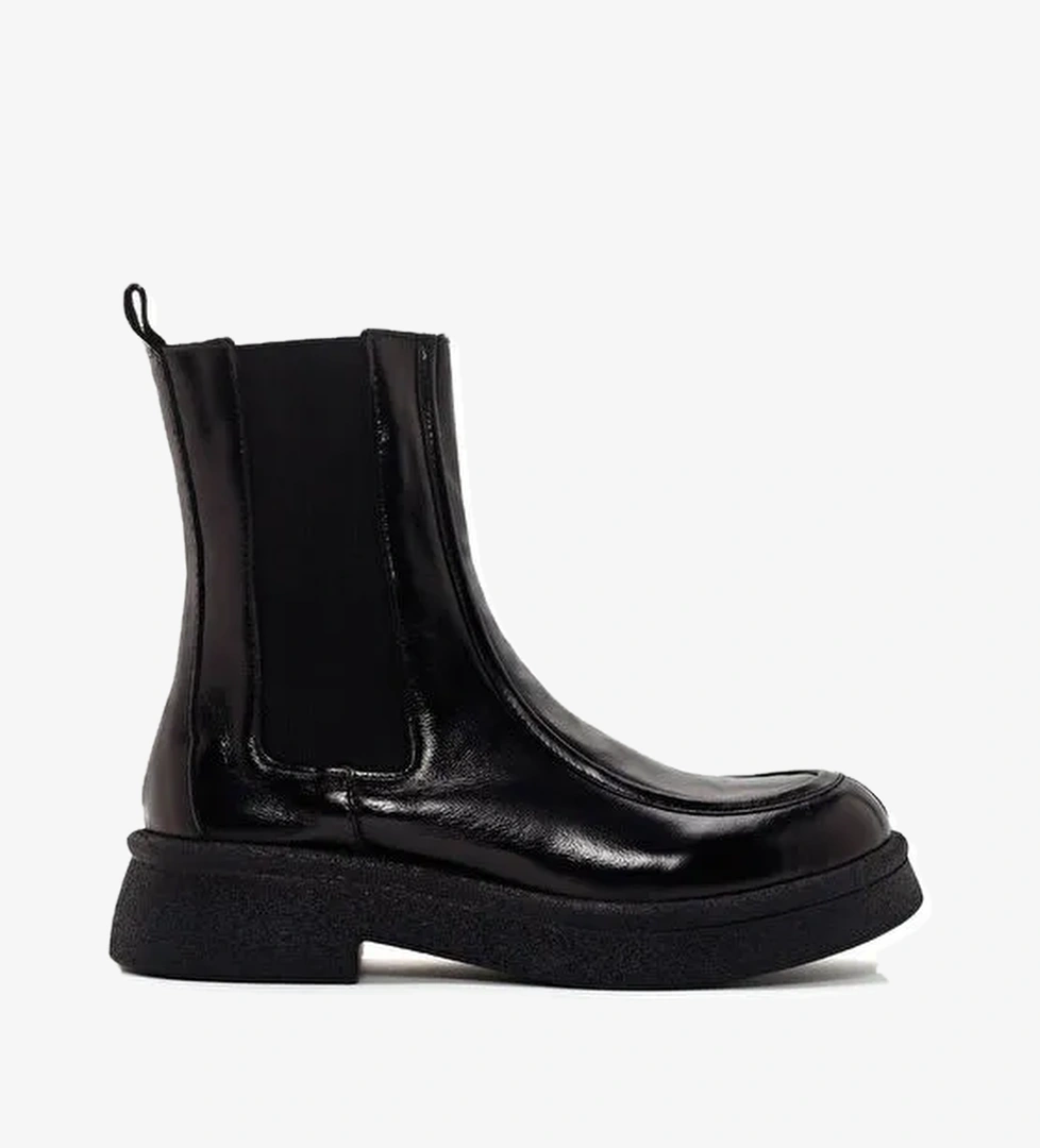 Kadın Siyah Rugan Deri Chelsea Bot 24WFD290416 - Görsel 1