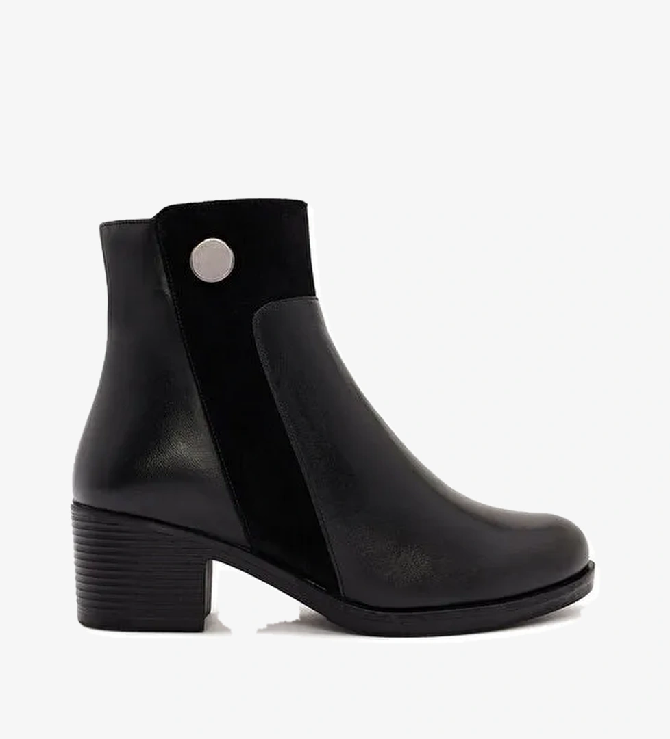 Derimod Derimod Kadın Siyah Fermuarlı Kalın Topuklu Deri Bot 24WFD414414 | Boyner Siyah - 1. görsel