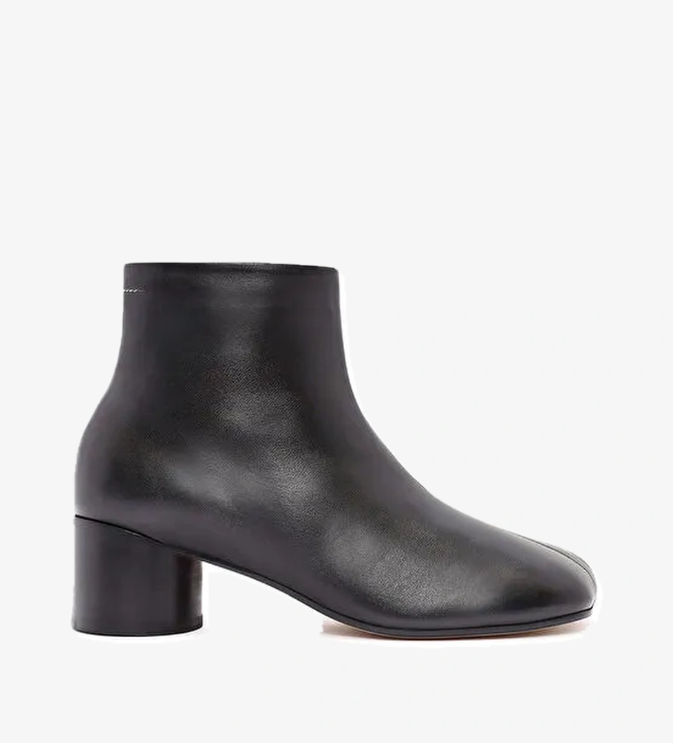 Kadın Siyah Fermuarlı Kalın Topuklu Deri Bot 24WFD142218 - Görsel 1