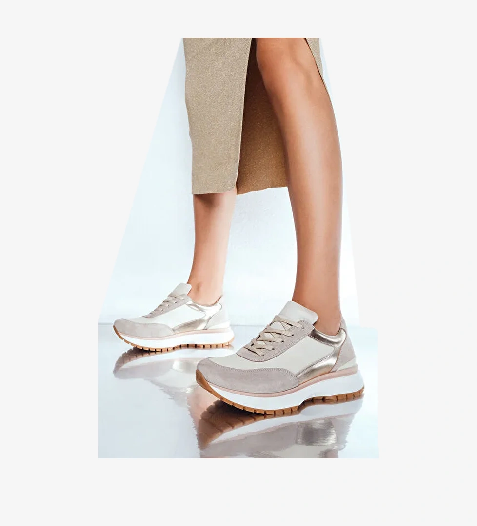 Derimod Siyah-Gri Kadın Deri Sneaker 24WFD370414 - Görsel 1