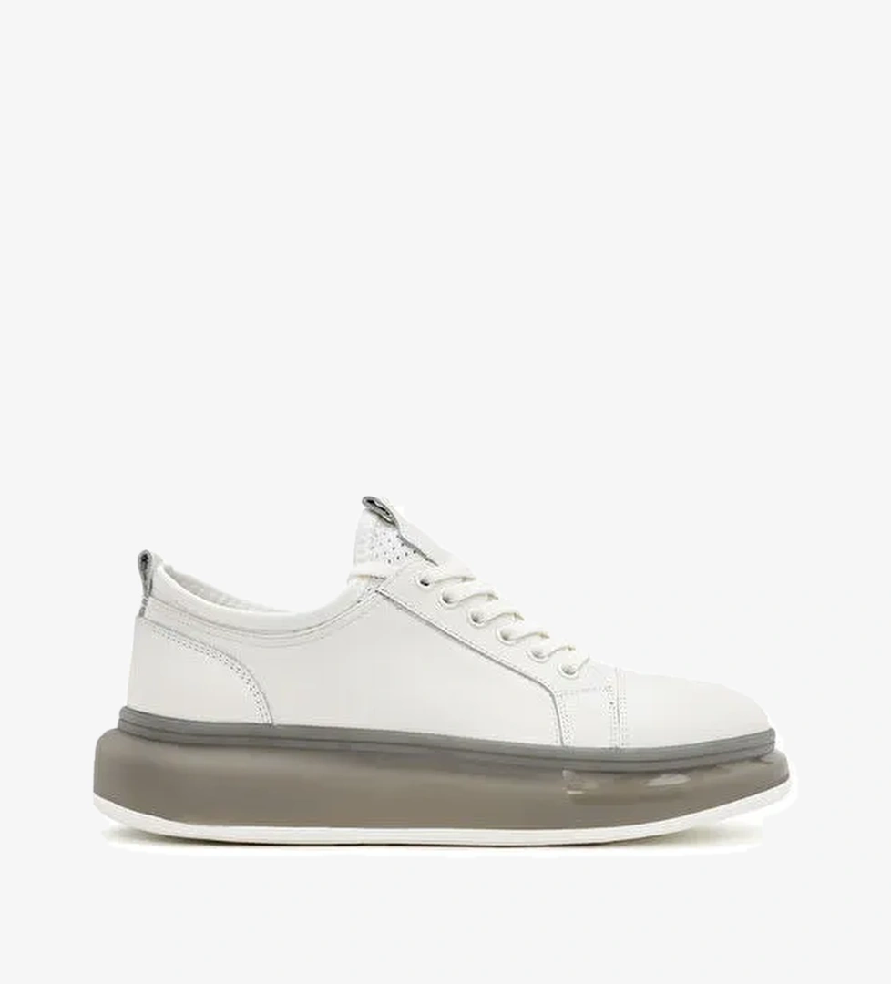 Derimod Derimod Erkek Beyaz Kalın Tabanlı Bağcıklı Deri Sneaker 24SFD695118 | Boyner Beyaz - 1. görsel