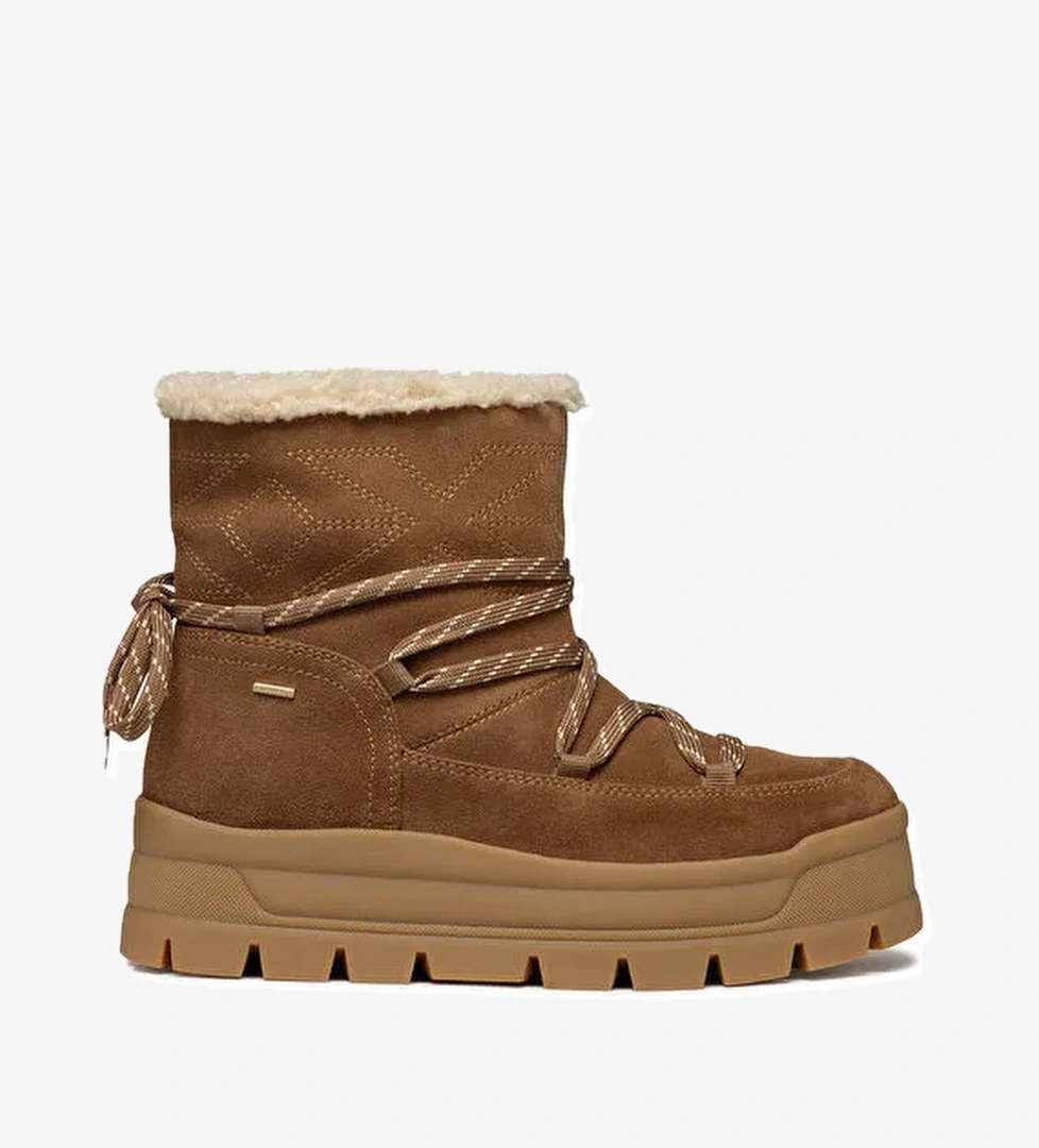 Geox Kadın Kahverengi Spherica Ec7.1 Abx Kürklü Waterproof Süet Deri Bot D46WSA00022C6372 - Görsel 1