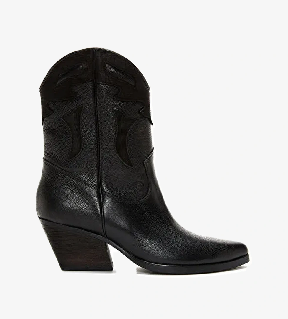 Derimod Derimod Kadın Siyah Topuklu Deri Kovboy Bot 24WFD183118 | Boyner Siyah - 1. görsel