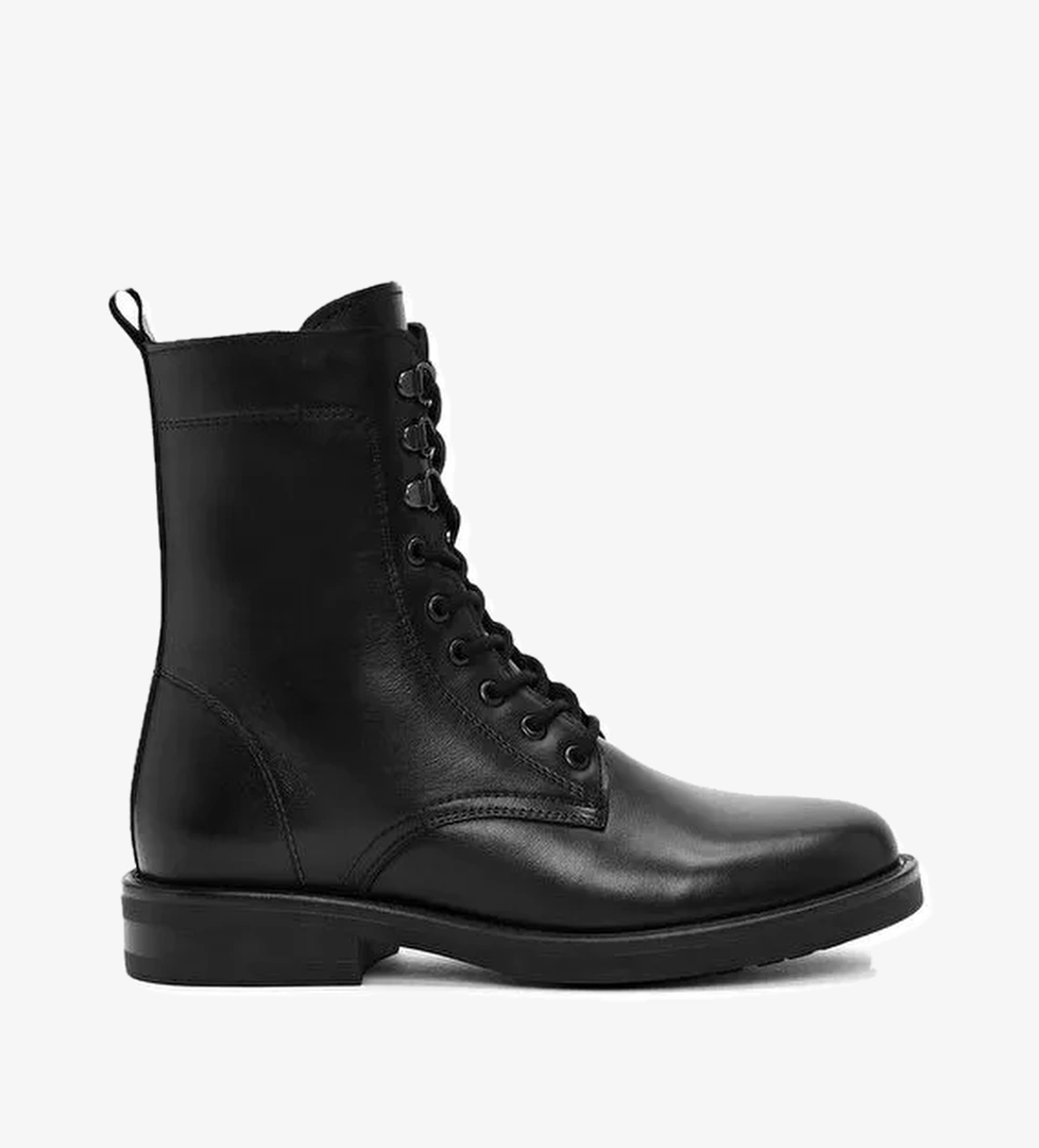 Kadın Siyah Fermuarlı Deri Postal Bot 24WFD511918 - Görsel 1