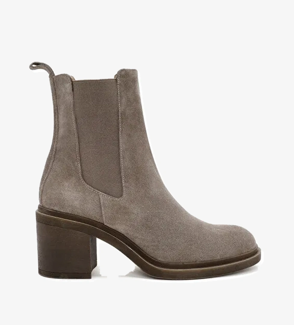 Kadın Vizon Kalın Topuklu Süet Deri Chelsea Bot 24WFD152410 - Görsel 1