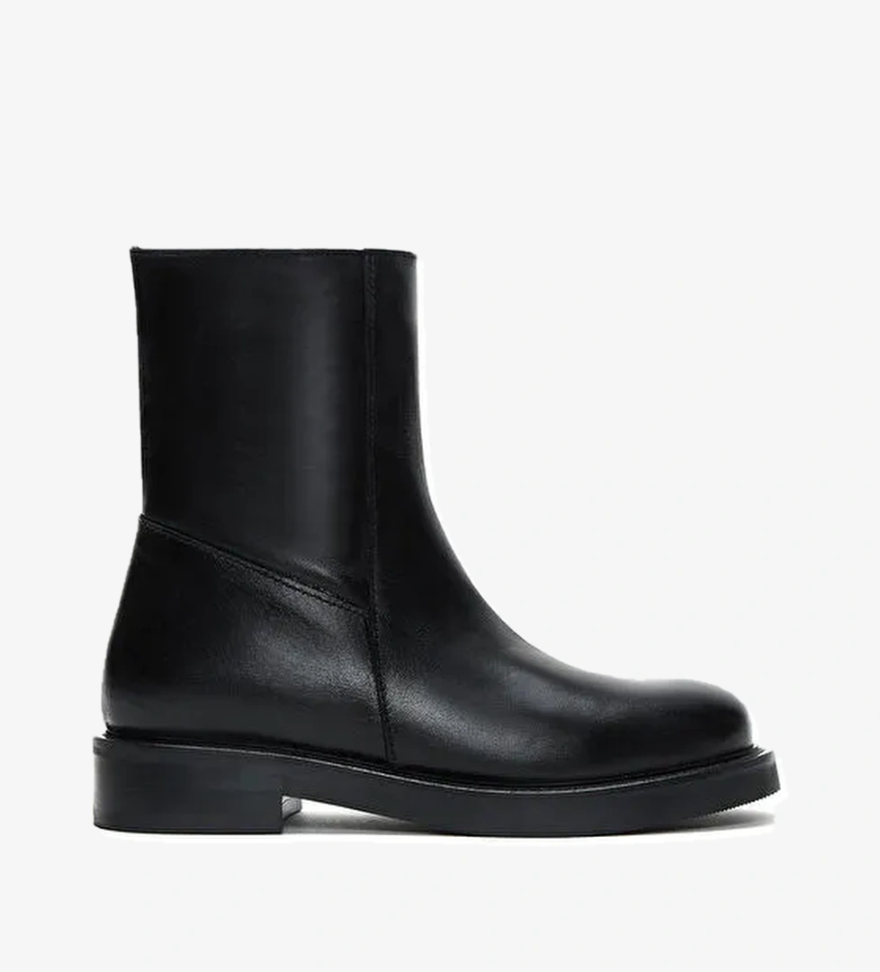 Kadın Siyah Fermuarlı Deri Bot 24WFD182818 - Görsel 1