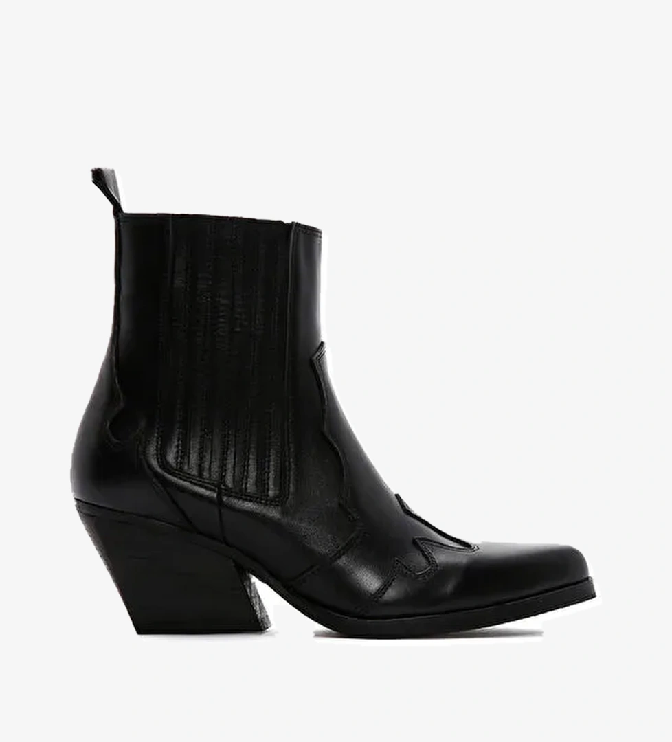 Derimod Derimod Kadın Siyah Fermuarlı Deri Kovboy Bot 24WFD183318 | Boyner Siyah - 1. görsel