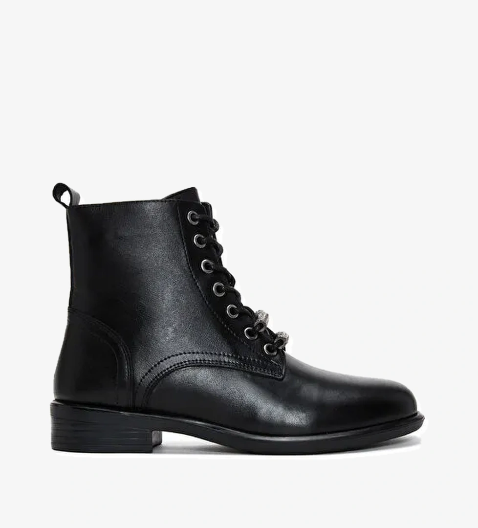 Derimod Derimod Kadın Siyah Bağcıklı Fermuar Detaylı Deri Postal Bot 24WFD420318 | Boyner Siyah - 1. görsel