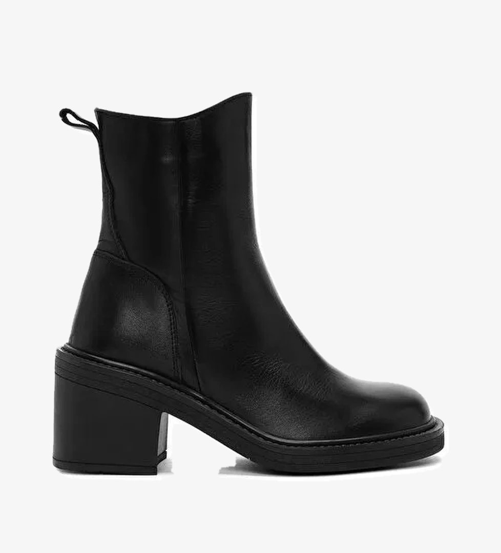 Derimod Derimod Kadın Siyah Fermuarlı Kalın Topuklu Deri Bot 24WFD550418 | Boyner Siyah - 1. görsel