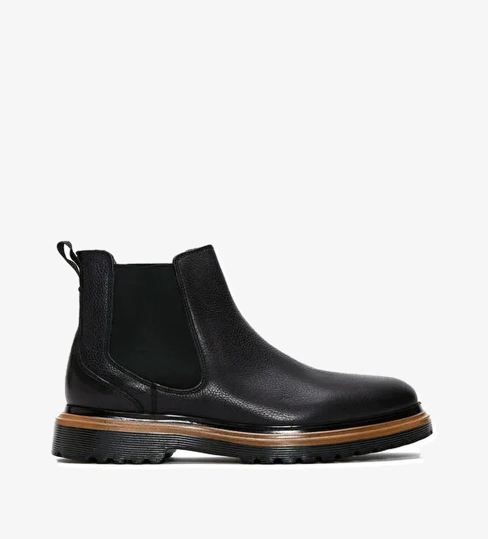 Erkek Siyah Deri Casual Chelsea Bot 24WFD6103FT - Görsel 1