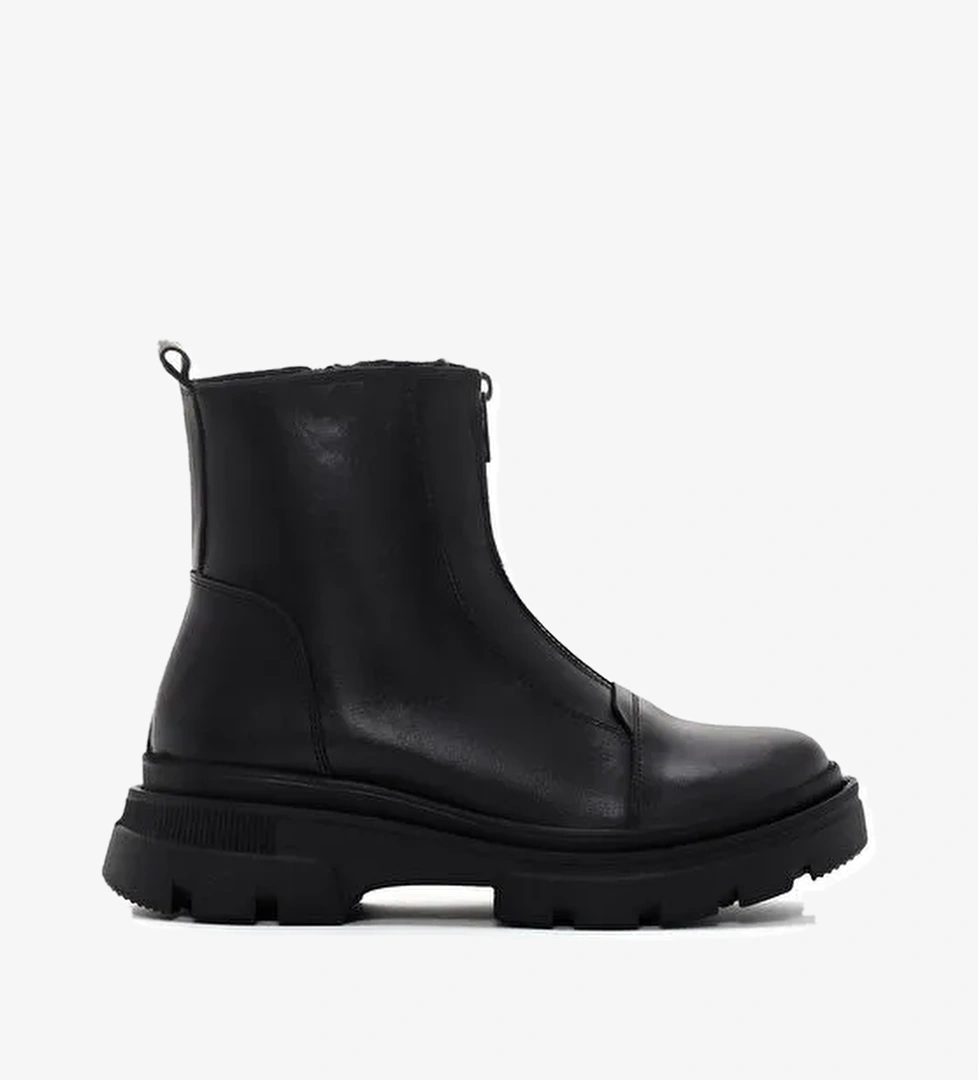 Kadın Siyah Fermuarlı Deri Bot 24WFD360418 - Görsel 1