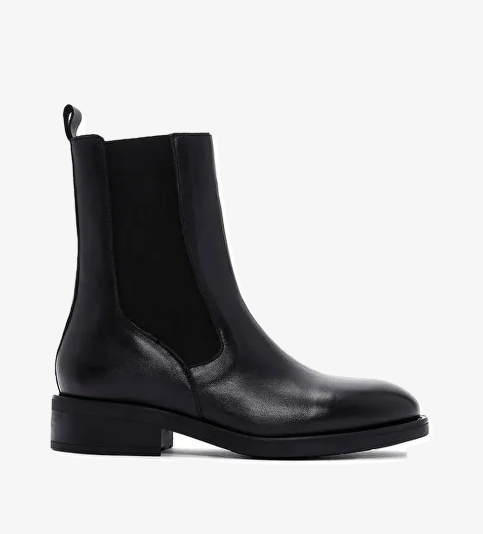 Kadın Siyah Fermuarlı Deri Casual Bot 24WFD550218 - Görsel 1