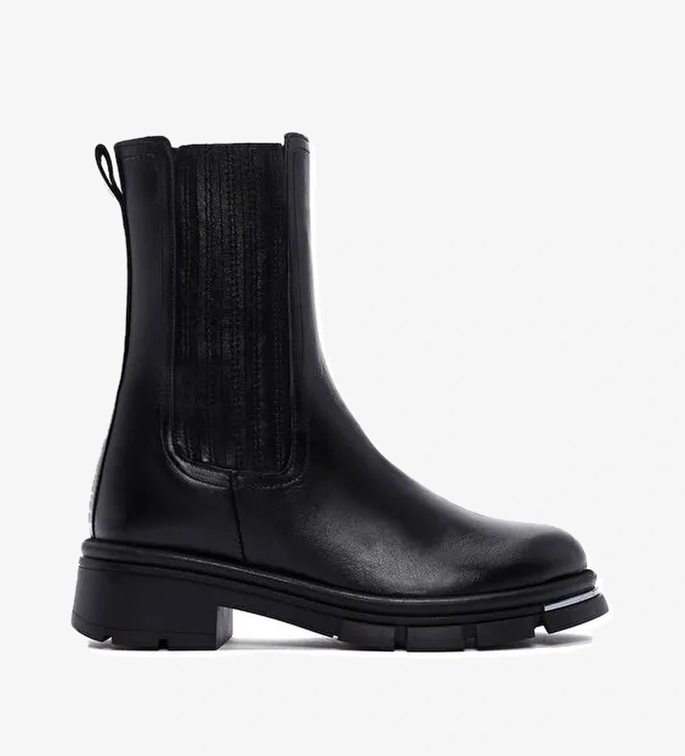 Kadın Siyah Fermuarlı Deri Bot 24WFD181618 - Görsel 1