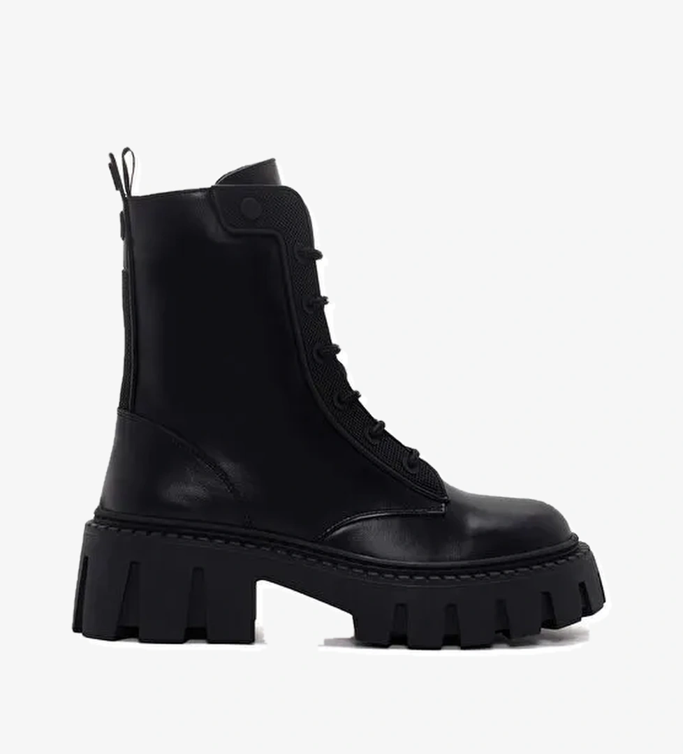 Kadın Siyah Fermuarlı Deri Postal Bot 24WFD1310MT - Görsel 1