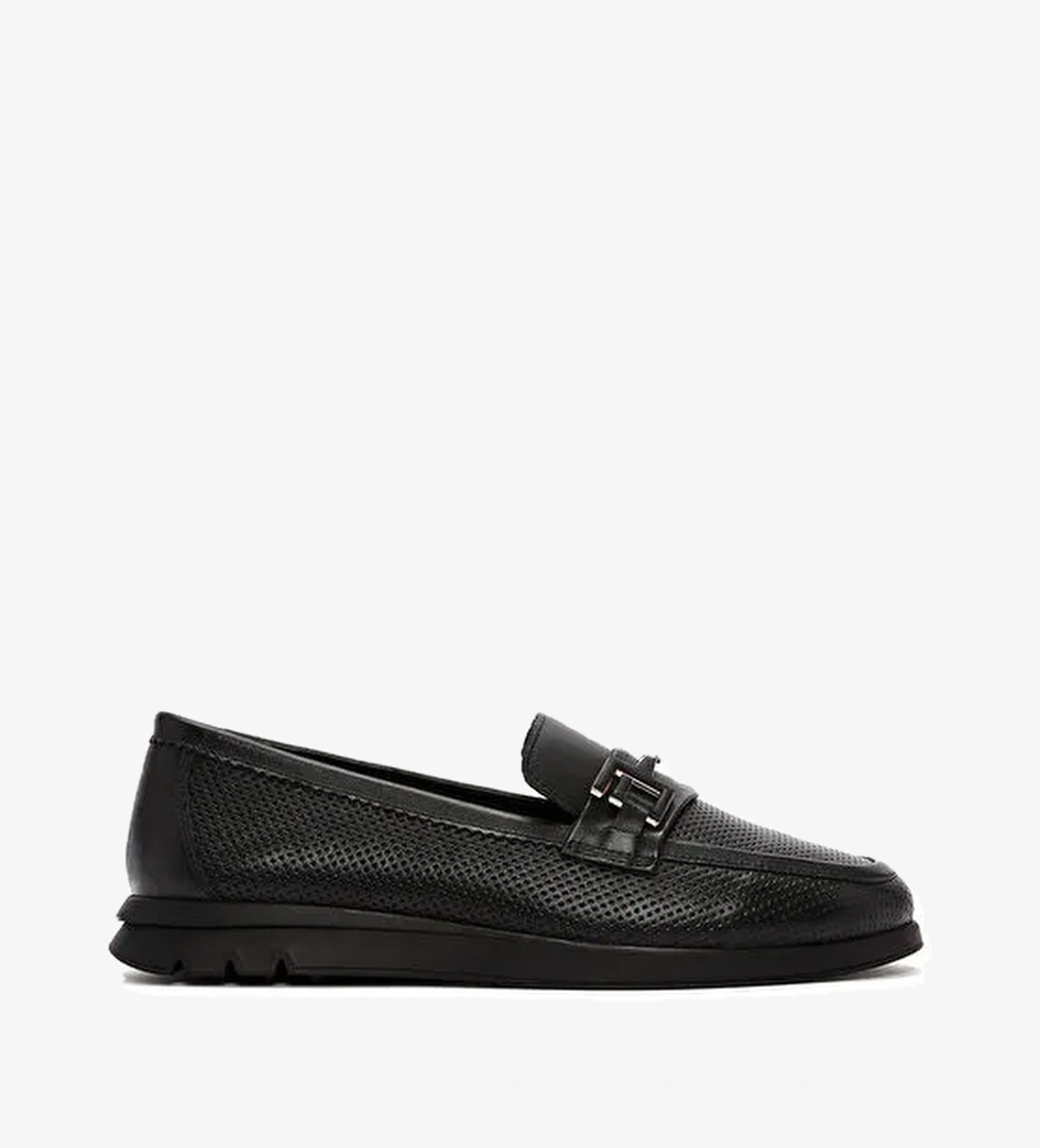 Derimod Derimod Kadın Siyah Toka Detaylı Deri Comfort Loafer 24SFD152518 | Boyner Siyah - 1. görsel
