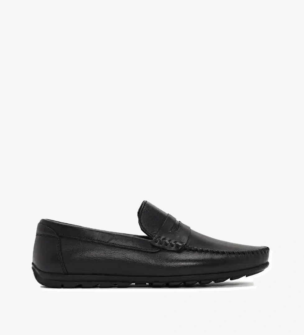 Erkek Siyah Deri Casual Loafer 24SFD658118 - Görsel 1