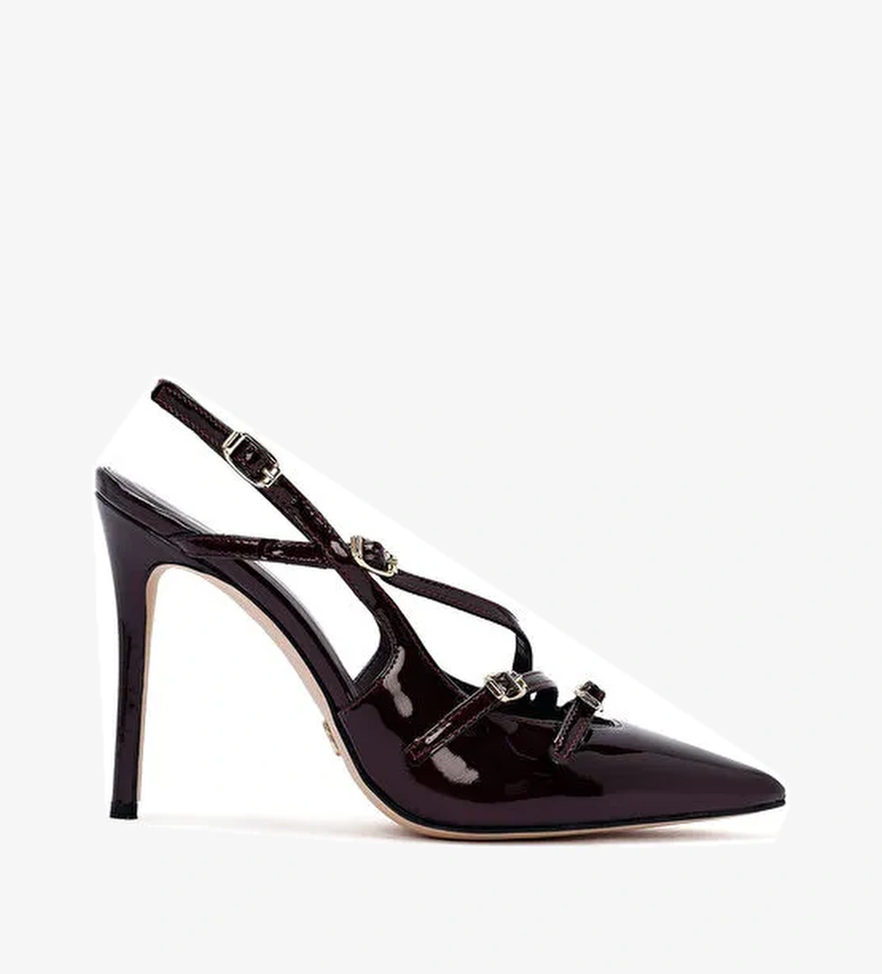 Derimod Siyah Kadın Rugan Topuklu Ayakkabı 24WFD120516 - Görsel 1