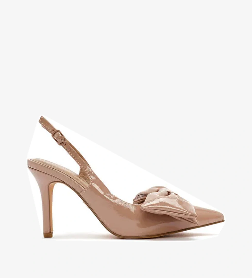 Derimod Derimod Kadın Bej Arkası Açık İnce Topuklu Rugan Ayakkabı 24WFD440216 Topuklu Ayakkabı | Boyner Bej - 1. görsel