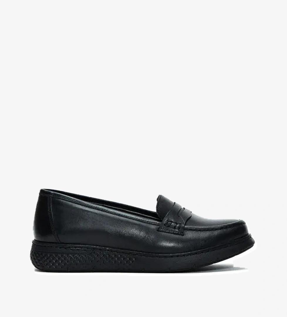 Kadın Siyah Deri Comfort Loafer 24WFD410218 - Görsel 1