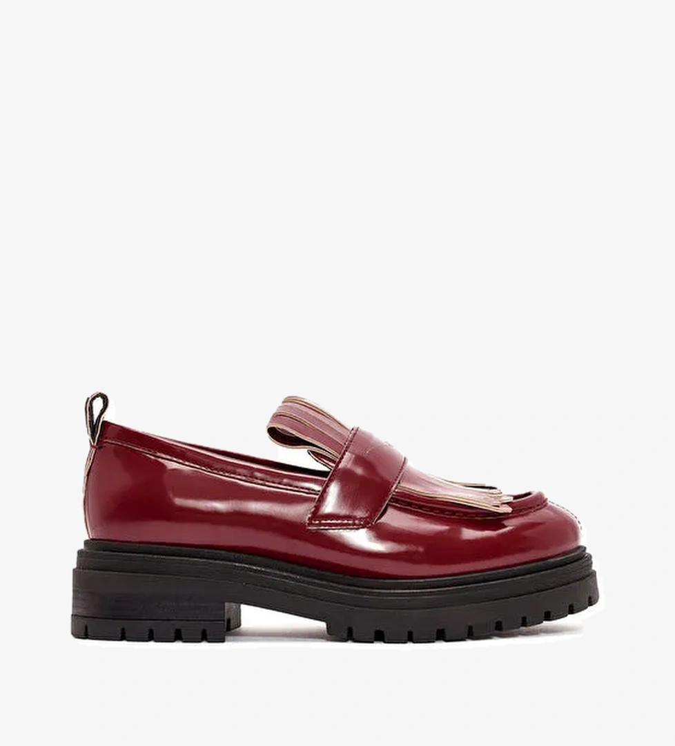 ACBC x Derimod Kadın Bordo Kalın Tabanlı Maskülen Loafer 24WFD435522 - Görsel 1