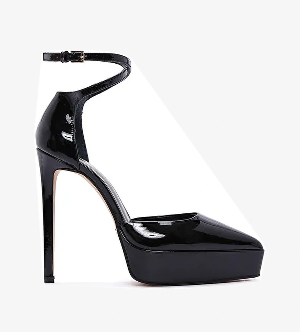 Derimod Derimod Kadın Siyah Bilekten Tokalı Platform Topuklu Rugan Deri Ayakkabı 24WFD120116 Abiye Ayakkabı | Boyner Siyah - 1. görsel
