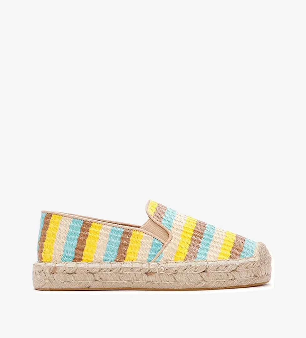 Derimod Derimod Sarı-Turkuaz Kadın Hasır Espadril 24SFD4438M7 Casual Ayakkabı | Boyner Sarı - 1. görsel