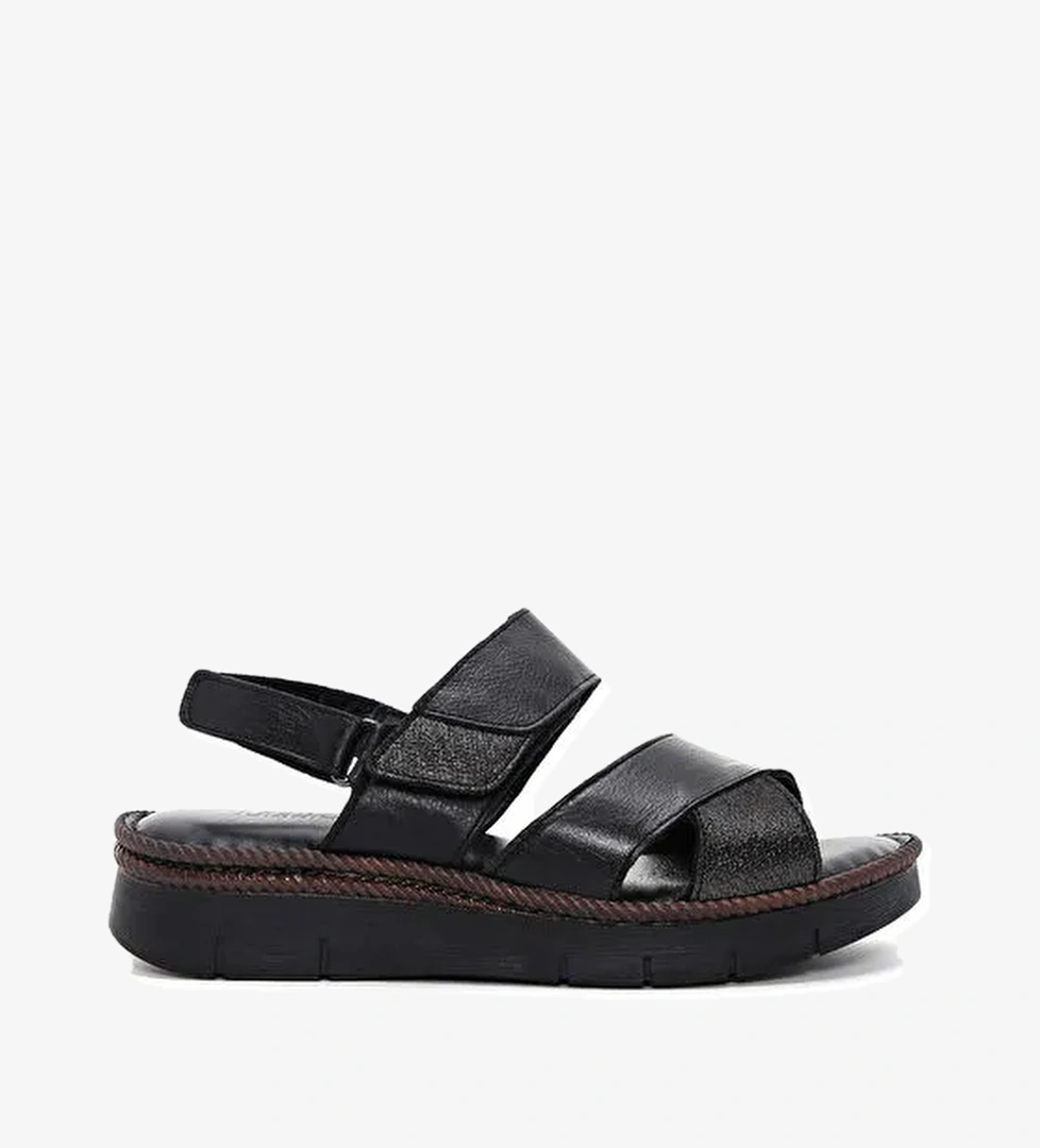 Derimod Derimod Kadın Siyah Bilekten Bantlı Deri Comfort Sandalet 24SFD320318 Boyner'de! Siyah - 1. görsel