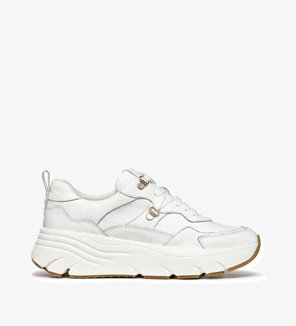 Geox Kadın Beyaz Diamantha Bağcıklı Kalın Tabanlı Deri Sneaker D36UFE00046C1000 - Görsel 1