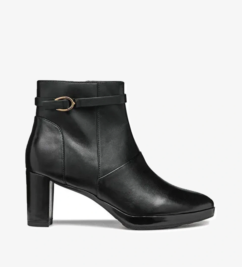 Geox Kadın Siyah D Walk Pleasure Fermuarlı Kalın Topuklu Deri Bot D46TEA00043C9999 - Görsel 1