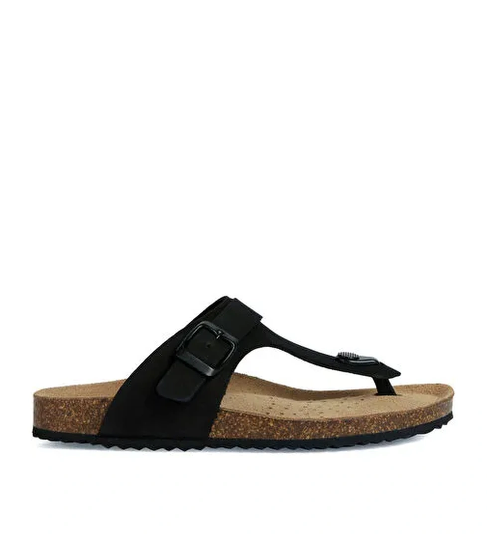 Geox Kadın Siyah Brionia Nubuk Deri Parmak Arası Terlik D35LSK00032C9999 - Görsel 1