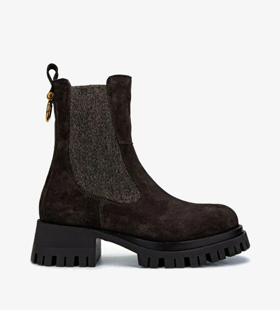 Valmenti Kadın Hakiki Deri Gri Düz Bot - Görsel 1