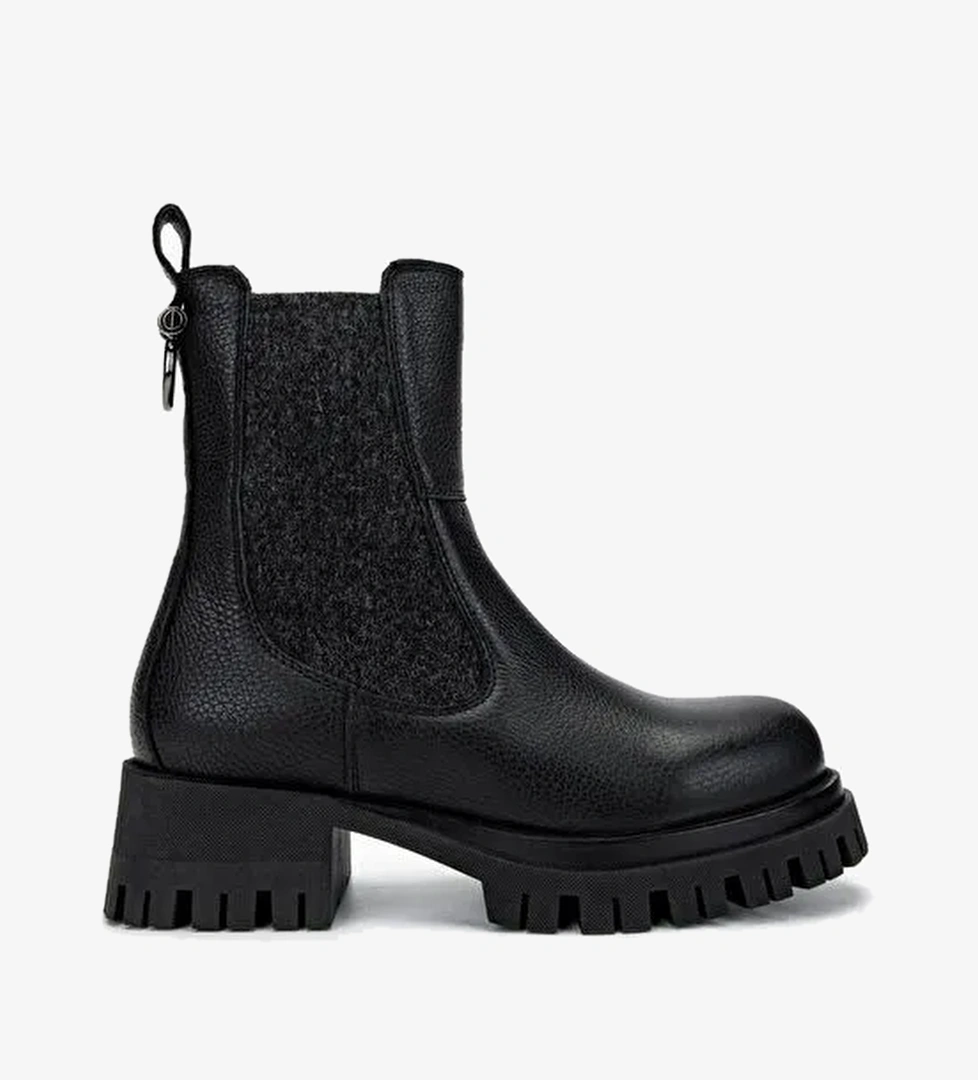 Valmenti Kadın Hakiki Deri Siyah Floter Düz Bot - Görsel 1