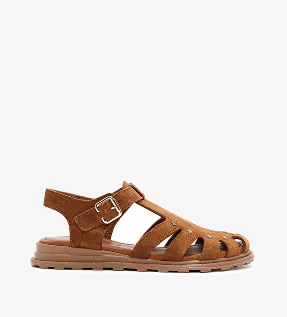 Derimod Derimod Kadın Taba Bilekten Bantlı Süet Deri Sandalet 24SFD350910 Boyner'de! Taba - 1. görsel