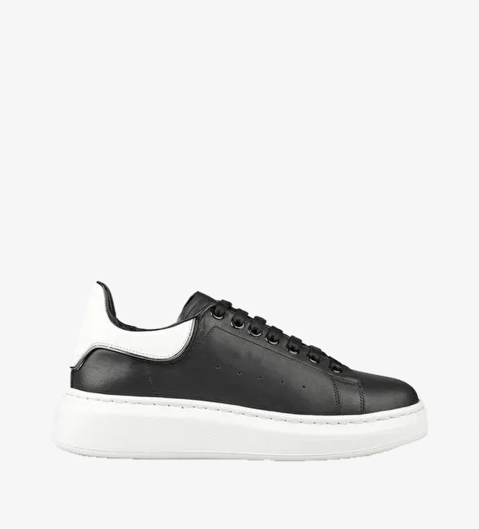 Siyah Deri Erkek Spor Ayakkabı - Görsel 1