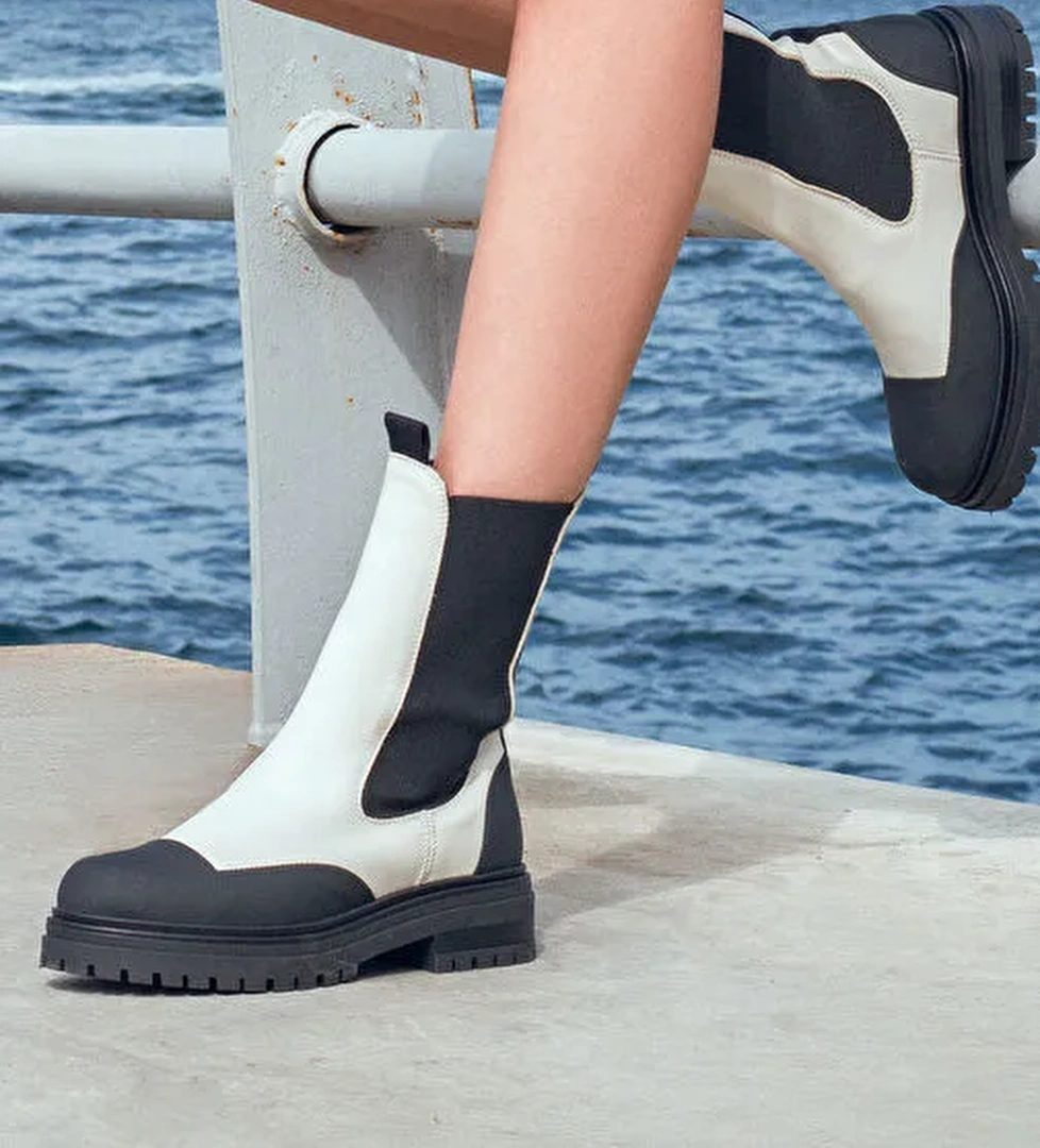 ACBC x Derimod Kadın Krem Chelsea Bot 24WFD435618 - Görsel 1