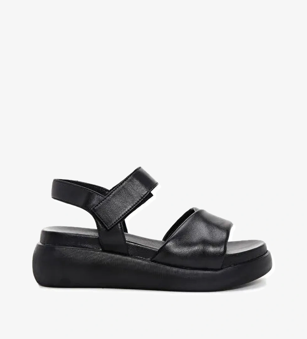 Derimod Derimod Kadın Siyah Bilekten Bantlı Kalın Tabanlı Deri Sandalet 24SFD130118 Sandalet & Terlik | Boyner Siyah - 1. görsel