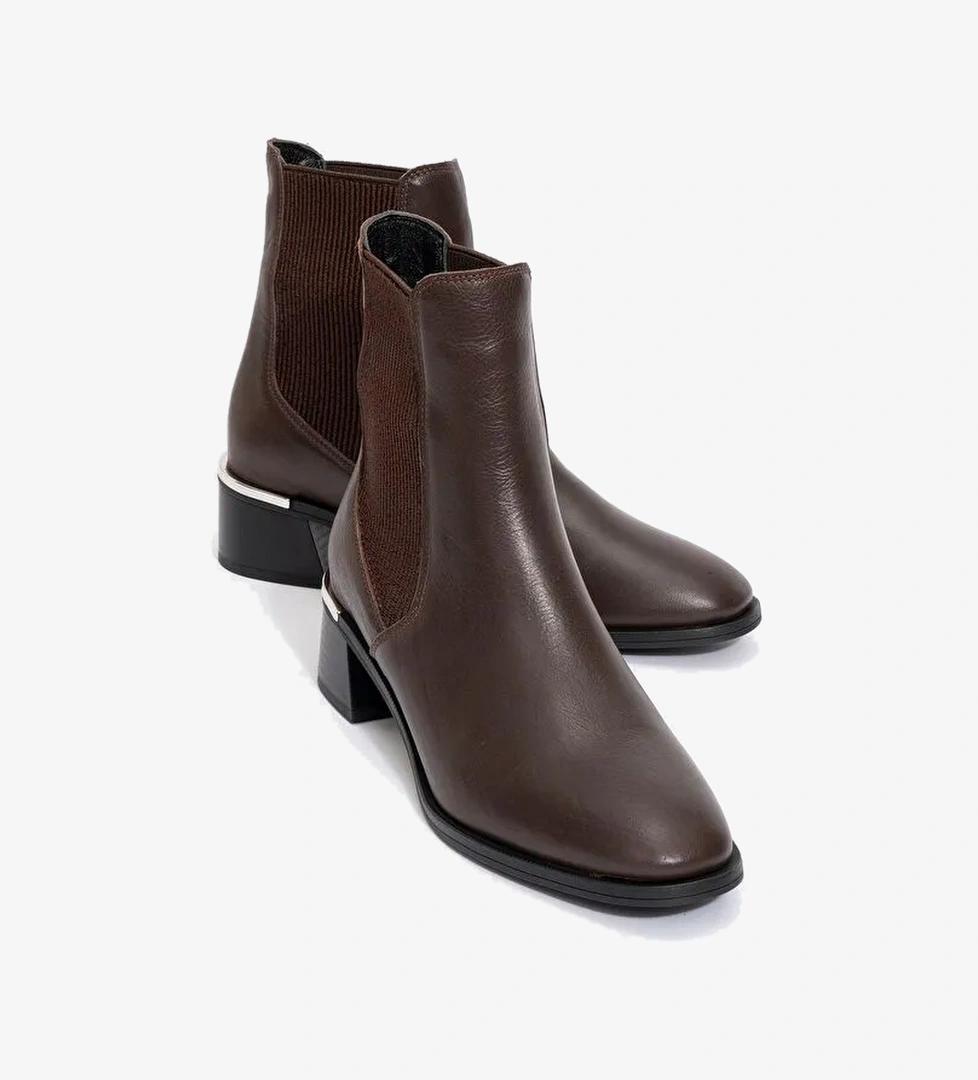 NEİVA Kahve Cilt Hakiki Deri Kadın Chelsea Bot - Görsel 1