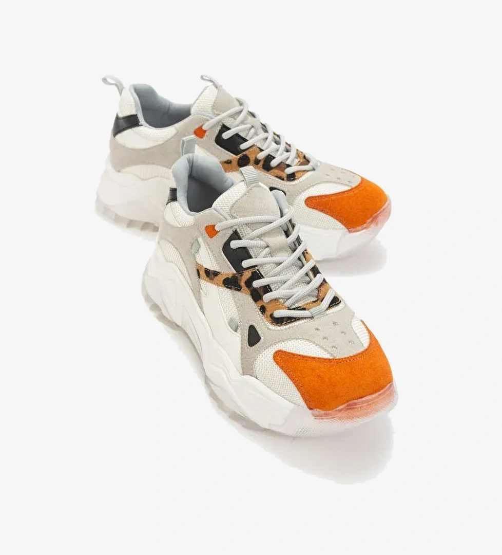 LECCE Turuncu Desenli Kadın Spor Ayakkabı - Görsel 1