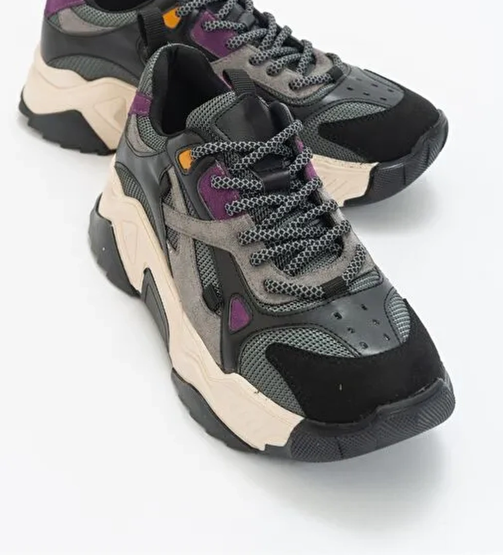 LECCE Siyah-Mor Multi Kadın Spor Ayakkabı - Görsel 1