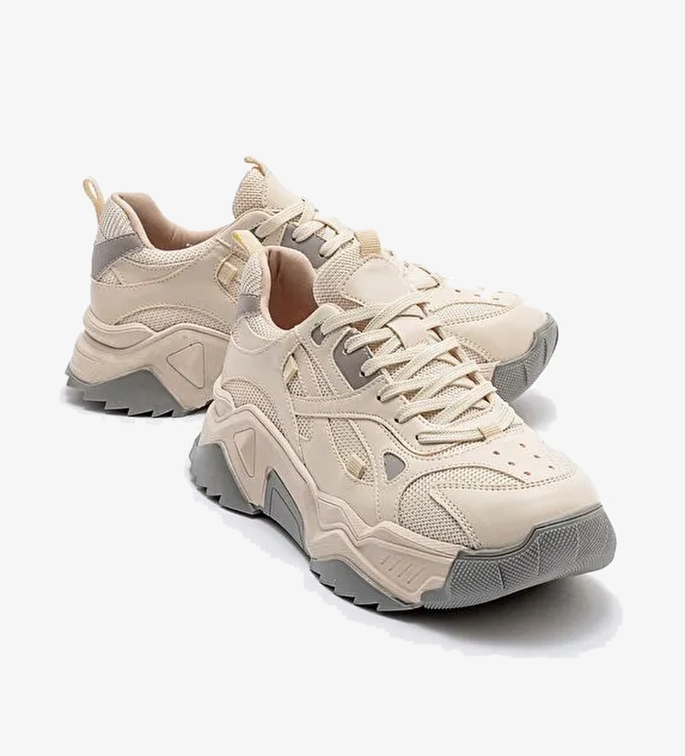 LECCE Ekru-Gri Kadın Spor Ayakkabı - Görsel 1