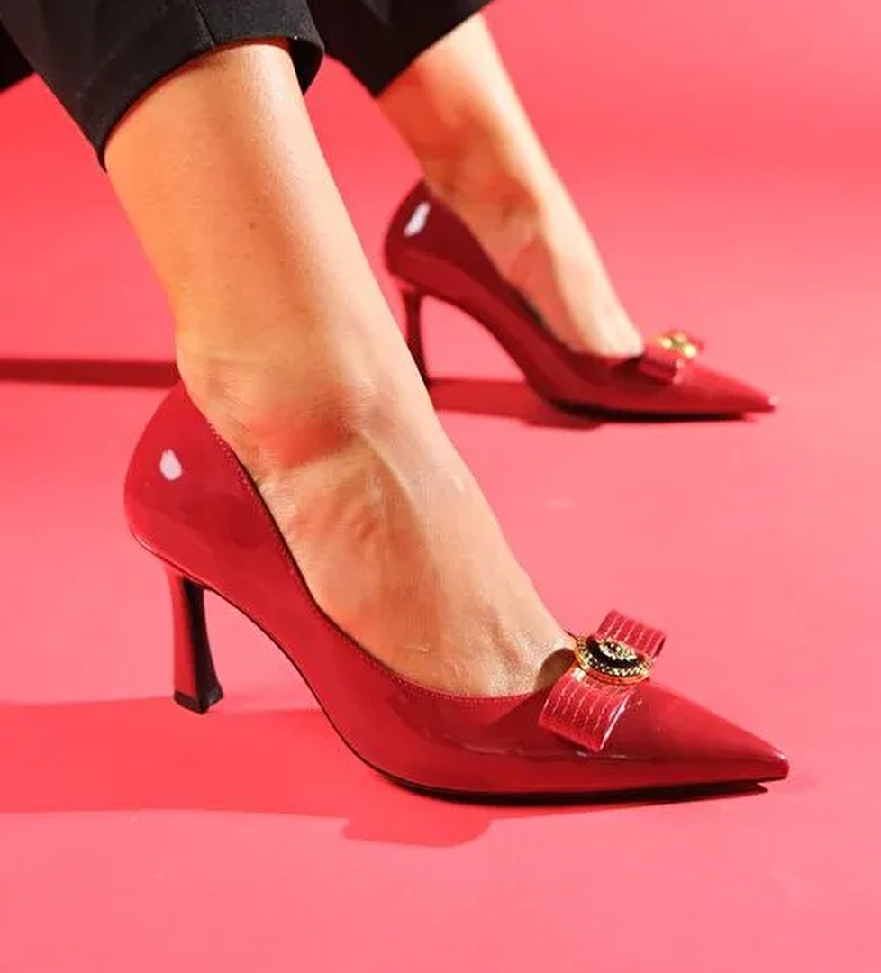 LİVENZA Bordo Rugan Kadın Topuklu Ayakkabı - Görsel 1