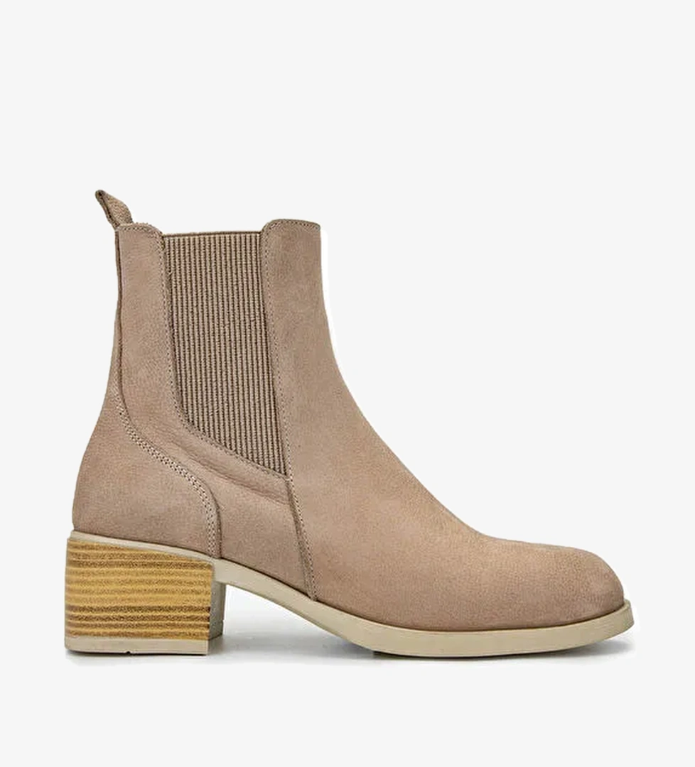 Tamer Tanca Kadın Hakiki Deri Bej Topuklu Bot - Görsel 1