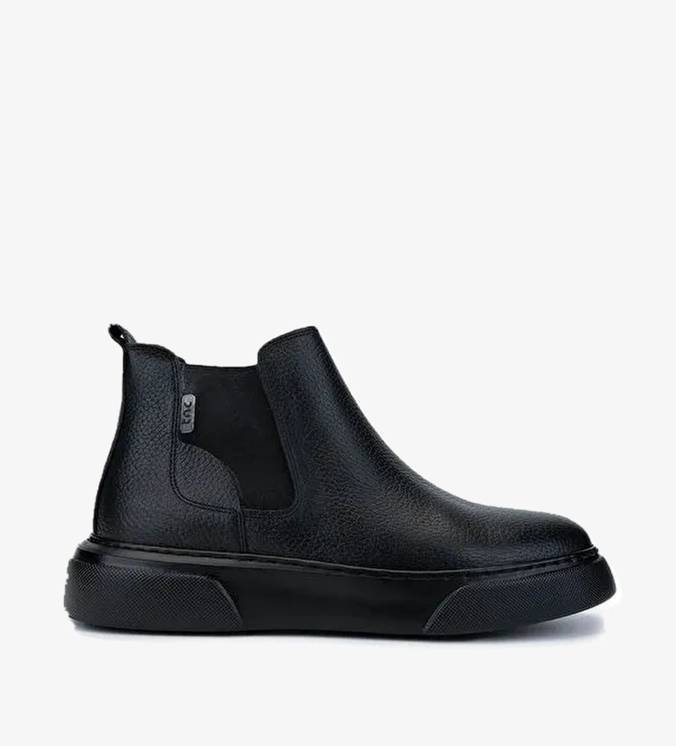 Tamer Tanca Erkek Hakiki Deri Siyah Casual Bot - Görsel 1