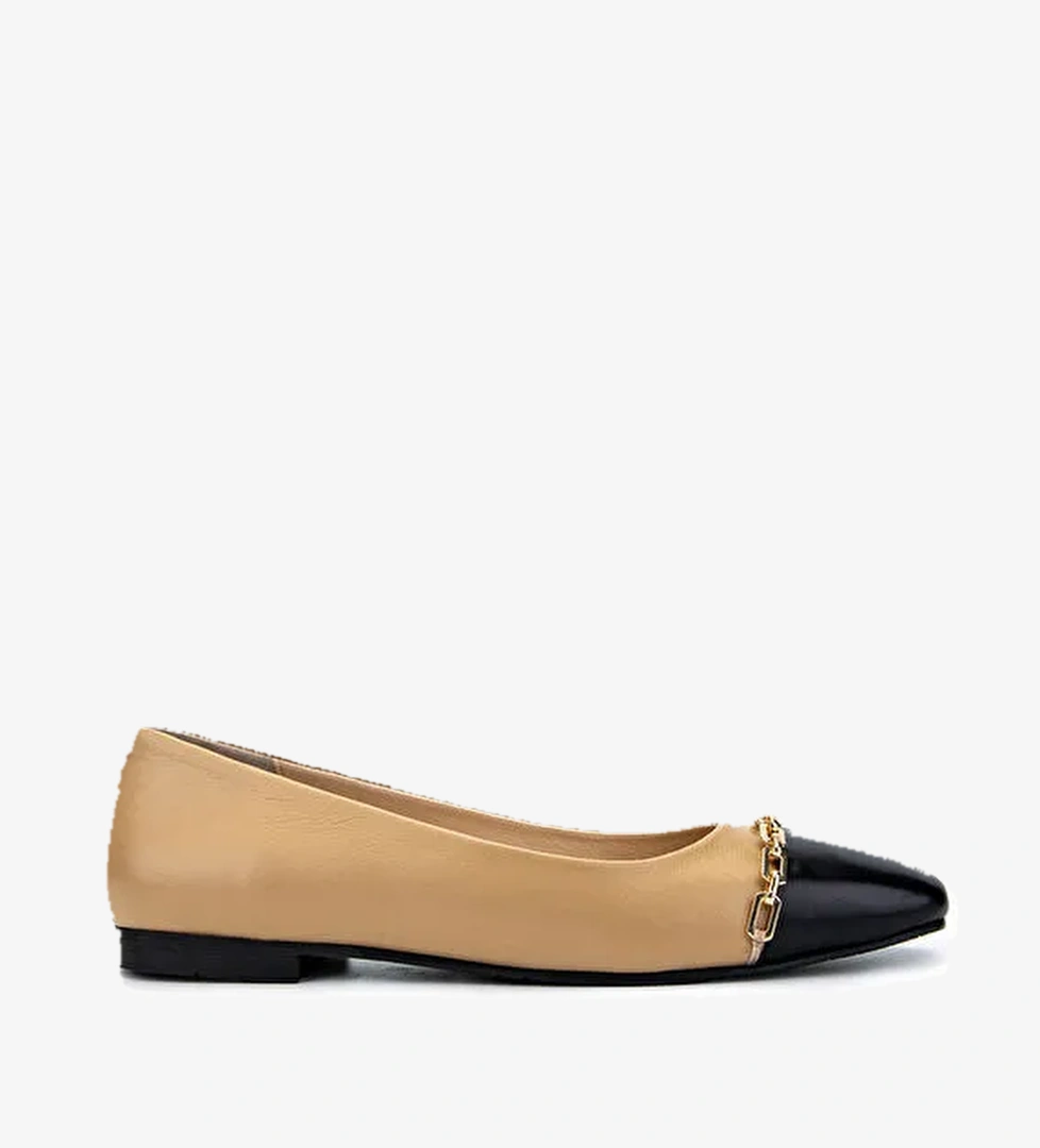 Tamer Tanca Kadın Hakiki Deri Bej Babet Ayakkabı - Görsel 1