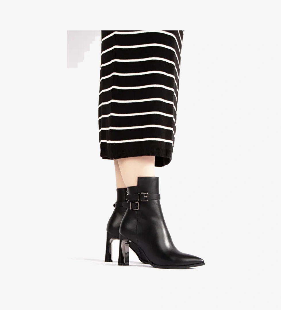 Nemesis Fermuarlı Topuklu Kadın Bot Siyah - Görsel 1