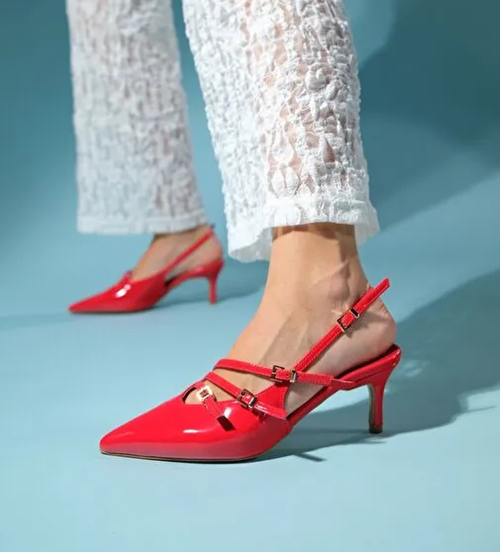 Luvi Shoes Bordo Kadın Rugan Topuklu Ayakkabı 124-6655 - Görsel 1